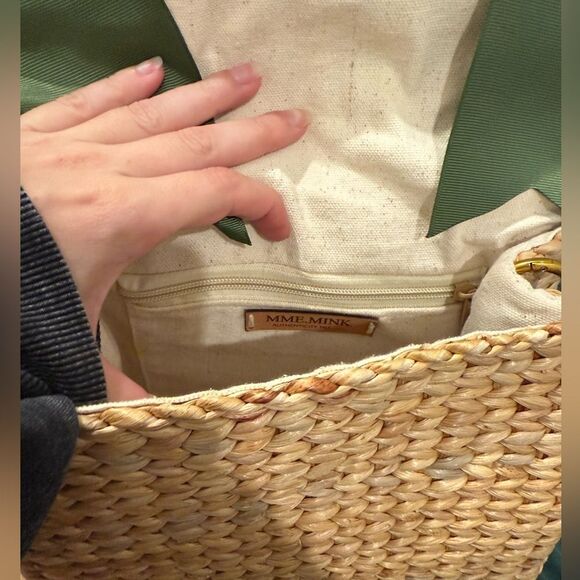 MME MINK THE LADY JANE WOVEN BAG IN MOSS - Picture 7 of 8